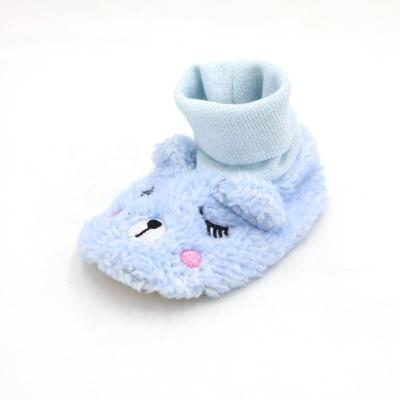 China Cartoon Light Blue Anti-skid Dog Warm Slipper Boots Baby Boots for sale