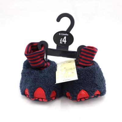 China Lightweight super soft bule velor paw cute winter baby shoes stock for sale