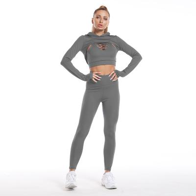 China Antibacterial Wholesale High Waist Workout Clothing Sets Women's Workout Sets 3 Piece Activewear Set for sale