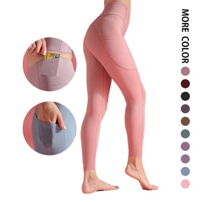 China 2021 Breathable High Waist Tummy Control Sports Yoga Leggings Pants Women Tights Leggings With Pocket for sale