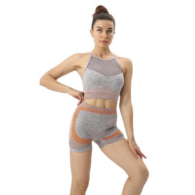 China Breathable Compression Yoga Bra And Shorts Two Piece Yoga Set Seamless Summer Women Yoga Set for sale