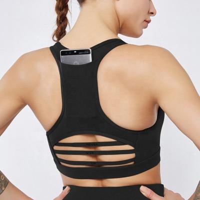 China Yoga Back Phone Pocket Sports Breathable Wholesale Knitting Bra With Phone Pocket for sale