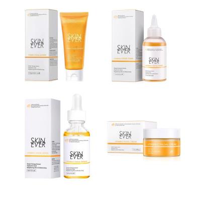 China Premium Face Organic Skin Care Set Whitening Vitamin C Private Label Brighten Toner Detergent Face Serum Cream Facial Massager Skin Care Set for sale