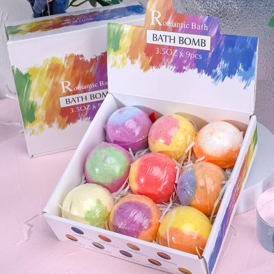 China Relaxation. Moisturizing Bath Balls Makers 9 Pcs Bath Ball Bombs Natural Organic Bubble Crystal Bath Balls Christmas Set Gift Set for sale