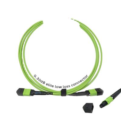 China FTTH/data center OEM manufacture OM5 24 Core MPO Multimode Male/Female Patch Strap 1M 3M 5M Lemon Green Jacket 3.0mm PolarityA for sale