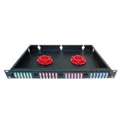 China Telecom Equipment Factory OEM 48Port 19 Inch Fiber Patch Panel With Small Faceplate With 2 Splice Tray Different Color And Type Can Choosee Dump for sale