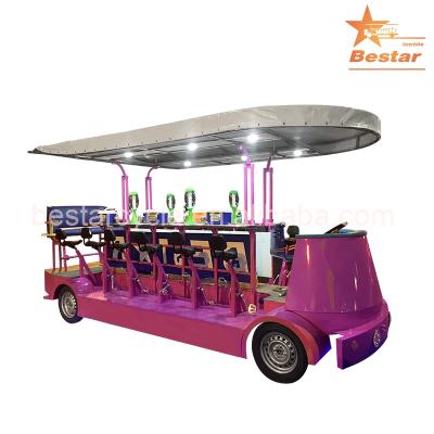 China China 15 Person Tandem Bike Part Mini Steel Four Wheel Electric Pedal Bus for sale