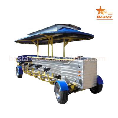 China Steel Bike Cycle Party Travel Brew Electric Tours With Pedal Assit Party Bar Beer Bike for sale