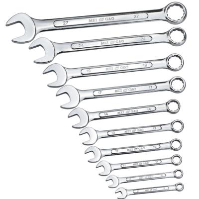 China MEIGAO 111 10PCS 8mm-27mm Industrial Dual Function Wrench Set Offset Spanner Open End Wrench Set for sale