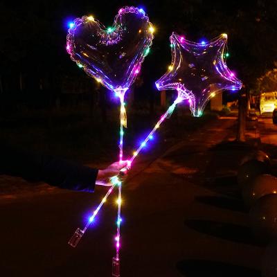 China Promotional Toy Heart Shape I Love You Led Balloon Blink Neon Easter Led Bobo Light Balloon With Led Stick Mothers Day Balloon Transparent for sale