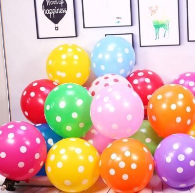 China Promotional Cheap Printing Yellow Red Pink Blue Purple White Balloon Dot Toy Latex Pastel Balloons Printed Polka Dot Balloons for sale