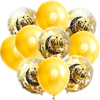 China Promotional Decoration Latex Balloons Confetti Black Eid Mubarak Balloon Confetti Transparent Toy Balloons With Confetti for sale