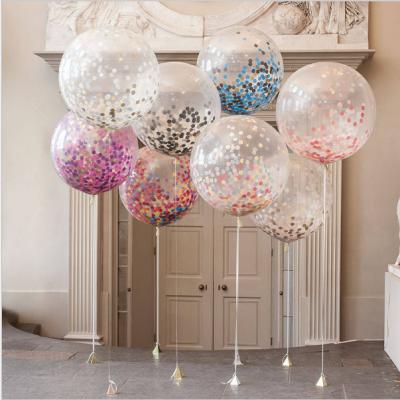 China Promotional Clear Confetti Foil Large Latex Balloon Huge Clear 36inch Leak 18 Toy Clear Confetti Balloon 36inch Round With Mix Confetti Birthday Party Decoration for sale