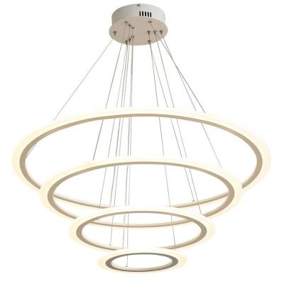 China Modern Nordic simple acrylic ring lighting warm white dining room ceiling circular LED chandelier for sale