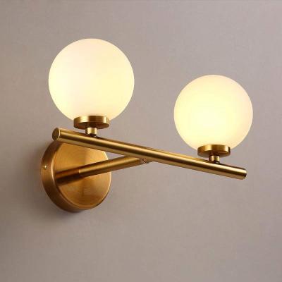 China Glass Ball Modern Classic Bedroom Bed Mounted Indoor Light Luxury Metal Frame Nordic Led Wall Lamp for sale