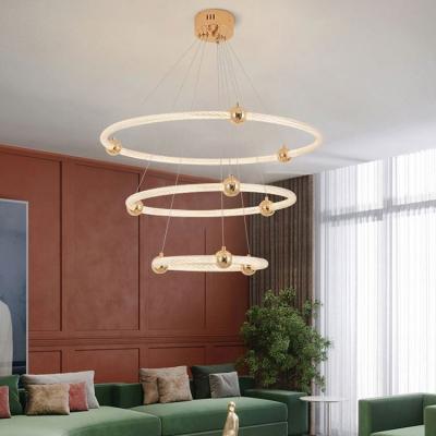 China Contemporary Modern Nordic Home Acrylic Chandelier Ring Led Personality Art Interior Indoor Chandelier for sale