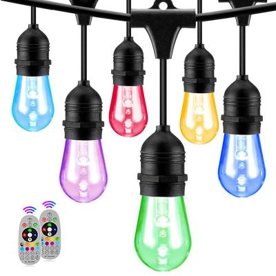 China Commercial Waterproof Dimmable RGB S14 Light Bulb Decorative Waterproof Outdoor RGB RGBW Patio Plastic Plastic Color Changing Led String Light for sale