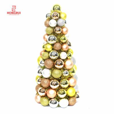 China Promotional Shiny Shatterproof Plastic Gitter Ball Christmas Cone Tree Newest Design Chirstmas Decor China Christmas Decoration Supplier for sale