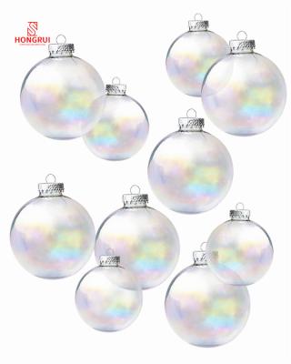 China Holiday decoration & Gift Customized Christmas Decorations Plastic Tree Balls Baubles Open Ornaments Transparent Colorful Ball Gifts Clear Balls for sale