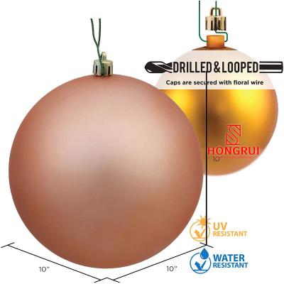 China Large Size Chirstmas Decor 250mm Outdoor Use Christmas Decor Commercial Use Hanging Threaded Drilled Unbreakable Ball for sale