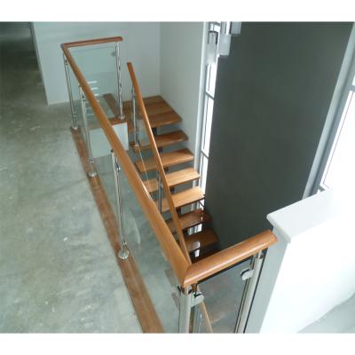 China Modern Glass Steel Mono Stringer Staircase Design / Modern Straight Staircase Kits for sale