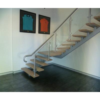 China Modern Indoor Stringer Staircase Mono Metal / Steel Wood Staircase Design for sale