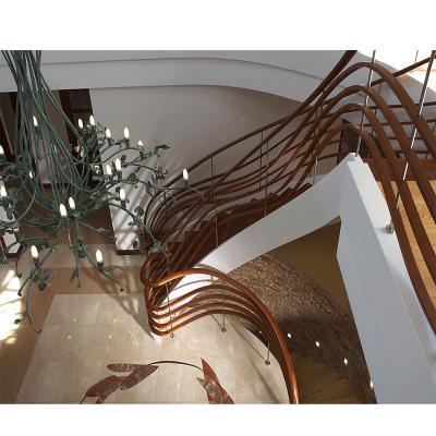 China Wooden Staircase Curved Staircase Modern Carved Modular Staircase Cost for sale