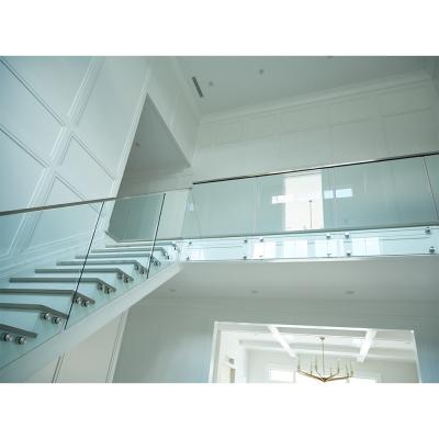 China Modern Popular Design Polish Solid Wood Staircase Standoff Glass Balustrade for sale