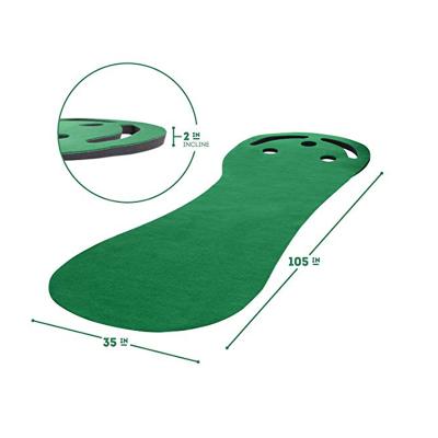 China Golf Putting Training Aids Kidney Shaped Rubber Base Golf Putting Mat Mini Golf Indoor Putting Green for sale