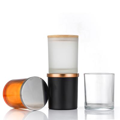 China Clear transparent home decoration cheap glass candle jar holder with lid glass candle jars small cylinder for candle jar for sale