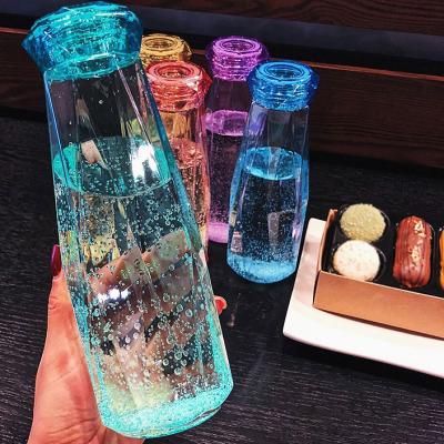 China Food Stain 400ml Ins Fashion Diamond Shape Color Water Cup Drinkware Cup Glass With Lid for sale