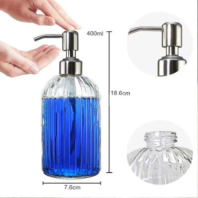 China Personal Care 16oz Glass Sanitizer Dispenser Empty Cosmetic Glass Hand Shampoo Pump Lotion Bottle for sale