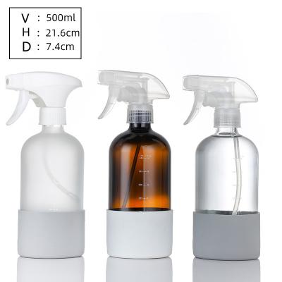 China Personal Care 16 Ounce Amber Glass Spray Bottle Essential Refillable Bottle With Black Trigger Spray Top for sale