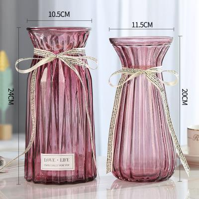 China Modern Creative Swollen Striped Clear Glass Vase Color Decoration Hydroponic Vase at Central Institute of Statistics for sale