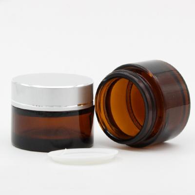 China Personal Care Amber Glass Cosmetic Cream Jar 30ml Bottle Container With Metal Lid Or Bakelite Cap for sale