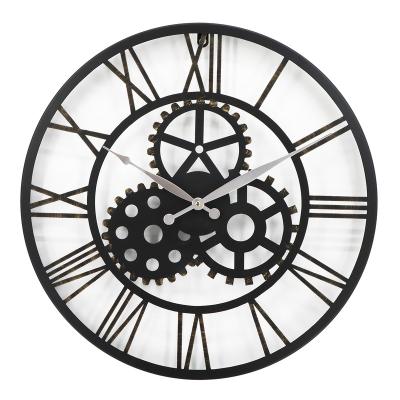 China Large Retro Style Antique Simple Gear Style Living Room Mechanical Wall Clock for sale