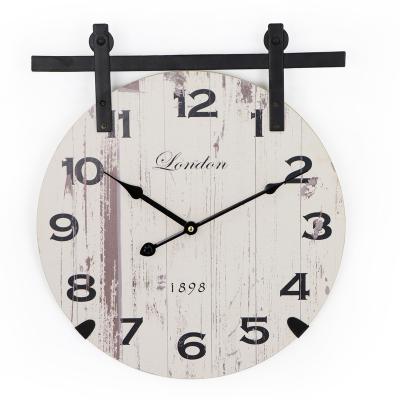 China Antique Style Unique Design Rustic Wood Antique Wall Clock for Farmhouse Decoration for sale