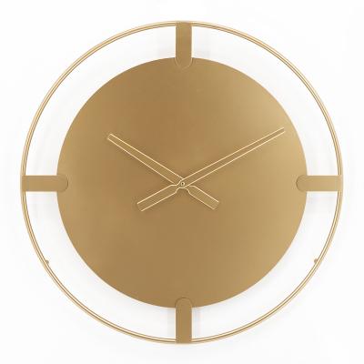 China Style Antique Metal Gold Wall Clock, 35cm Round Wall Mount Mute Clock For Living Room Bedroom Office Decor for sale