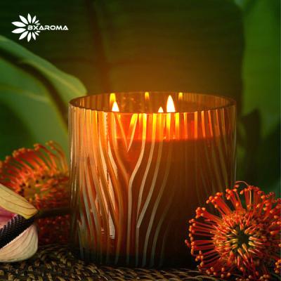 China OEM Lemon Aroma Scented Candle Round Glass Cup Flame Customized for sale