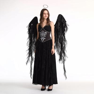 China Halloween Manufacturer Supply Halloween Adult Costume Custom Black Angel Costume for sale