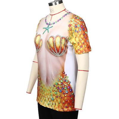 China Custom Made Halloween Maker Supply Yellow Mermaid T-shirt Cosplay Costume For Women for sale