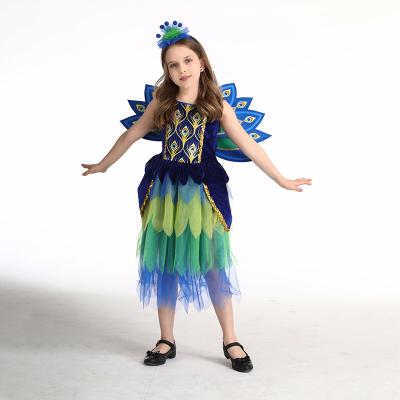 China Fancy Kids Dress Up Manufacturer Supply Halloween Kids Peafowl Animal Costume for sale