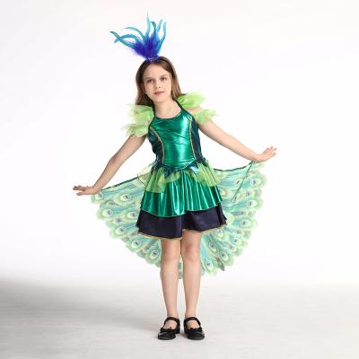 China Fancy Kids Dress Up Manufacturer Supply Halloween Kids Peafowl Animal Costume for sale