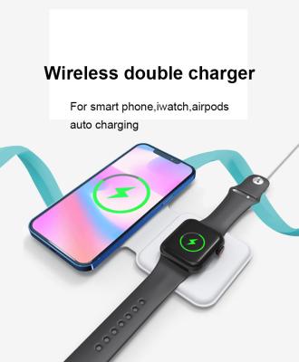 China Smart Mobile Phone Trending New Product 2021 2 in 1 Fast Wireless Charger 15W Times Support for Smartphone Earphone Android Watch for sale