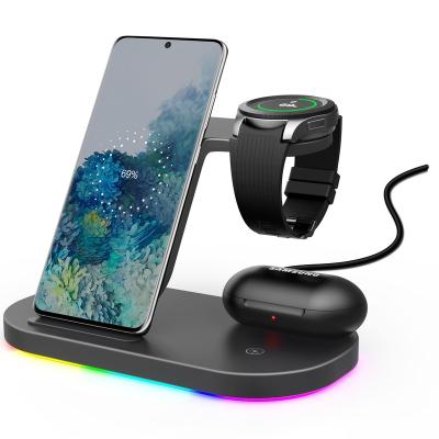 China Smart Watch 2022 New Design Mobile Phone Fast Wireless Charger 3 in 1 Phone 15W Fast Wireless Charging Universal Wireless Charger for sale