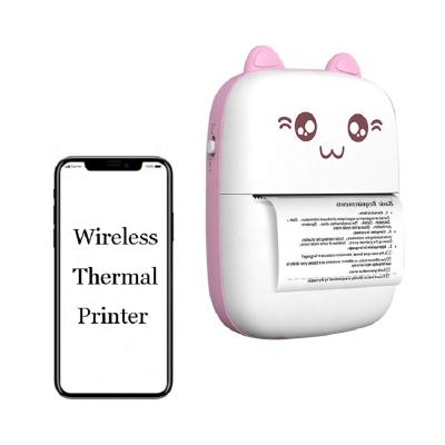 China Black And White Wireless Portable Handheld Note Sticker Card Thermal Label Printer Cartoon BT Mini Mobile Phone Printer for sale