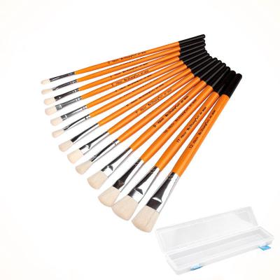 China Moderate Hot Selling 13 Piece Each Stroke Set Wool Wood Handle Artist Brush Gouache Watercolor Acrylic Oil Painting Brush Set for sale