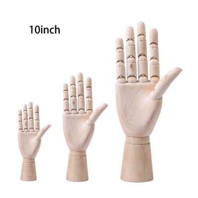 China Arts Drawing or Desktop Decor Weizhuang 10inch Hand Model Adjustable Solid Wooden Finger Joints Left Hand Right Hand for Drawing or Desktop Decor for sale