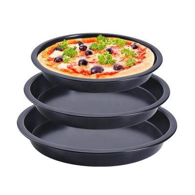 China New 8 Inch Pizza Pan Carbon Steel Non-Stick Paint Round Pizza Pan Kitchen Baking Tools Disposable Cake Mold for sale