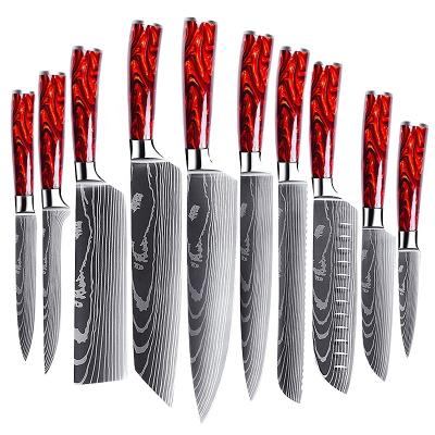 China Laser Disposable Grit Damascus Western Stain Chef Knife Cooking Knife Universal Chef Sande Knife Kitchen Combination Set for sale